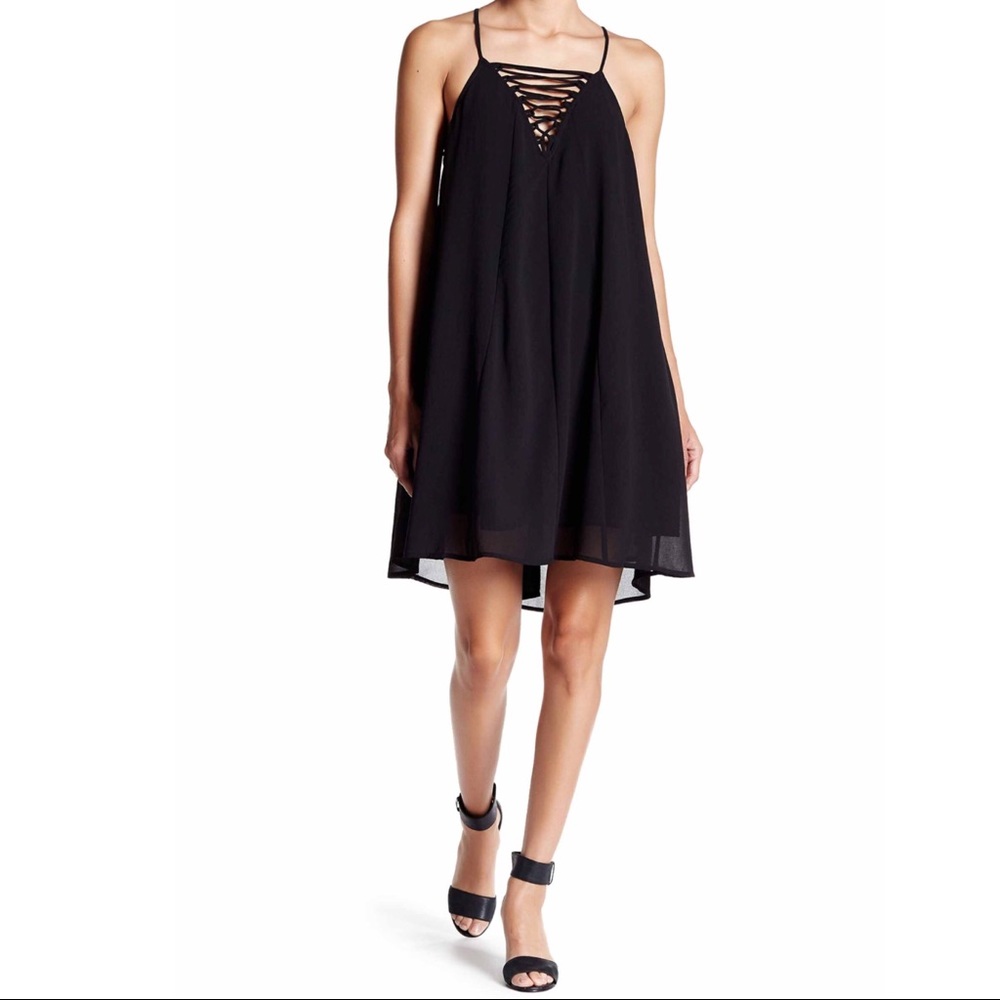 Angie Lace-up Chiffon Swing Dress